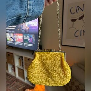 YELLOW BEADED BAG
